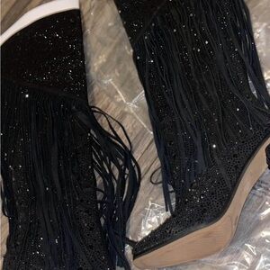 Black Fringe Women's Boots